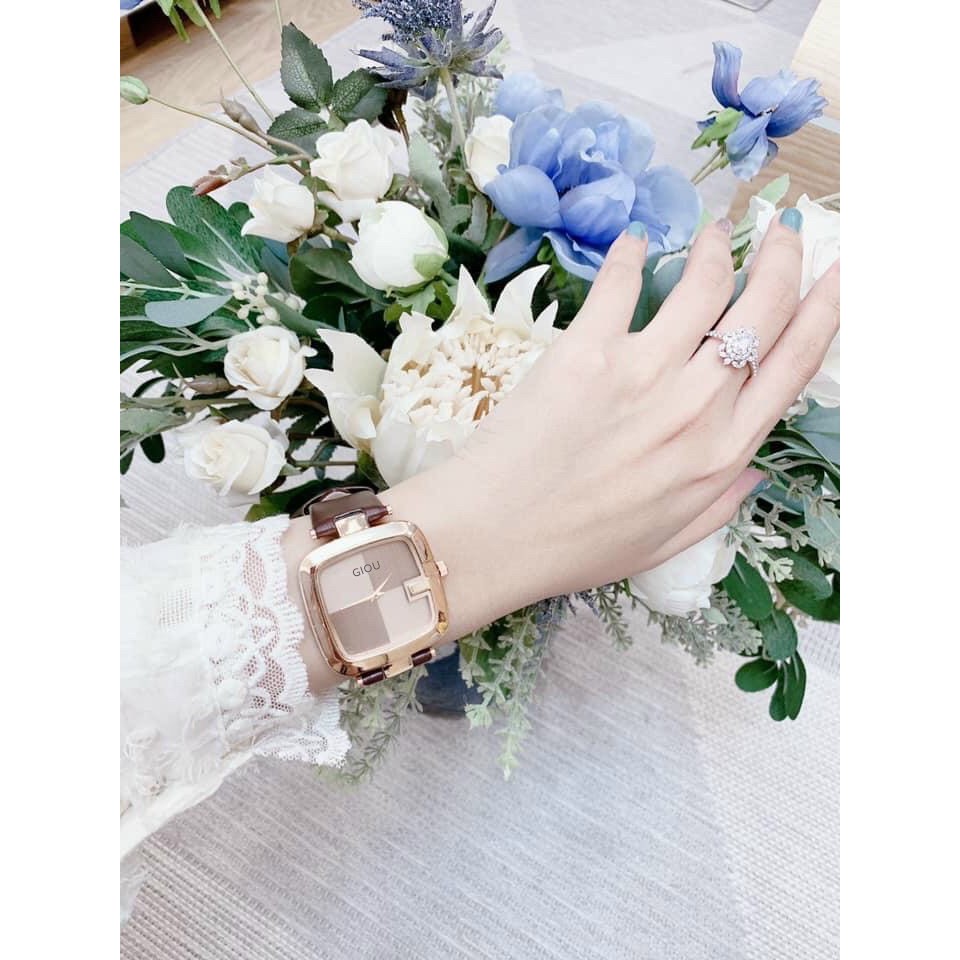 Đồng hồ thời trang nữ GIOU dây da mềm êm tay chạy 2 kim độc đáo, mặc vuông cực đẹp | BigBuy360 - bigbuy360.vn