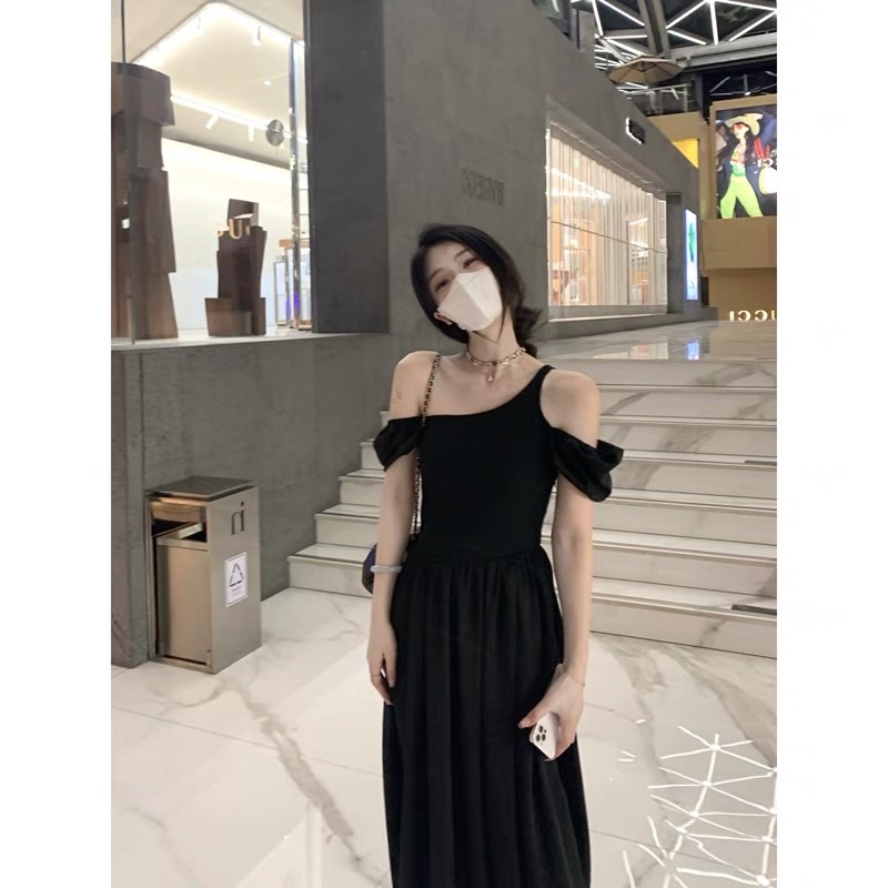 Đầm dáng dài váy dáng dài basic đi du lịch phong cách Hàn Quốc
