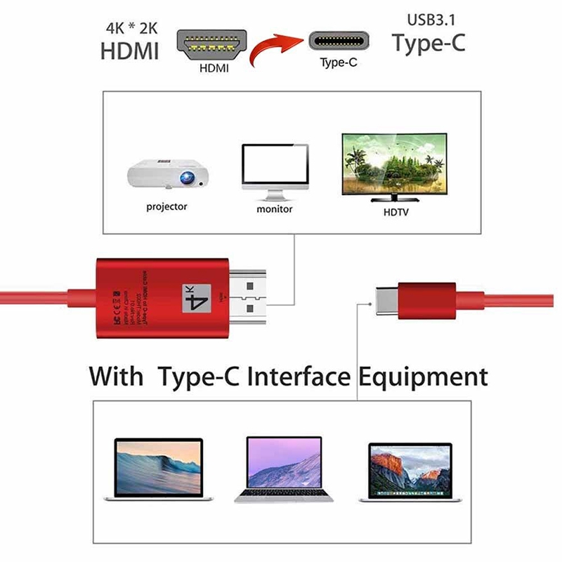 USB 3.1 Type C To Hdmi Cable 4 K High Definition Adapter Line