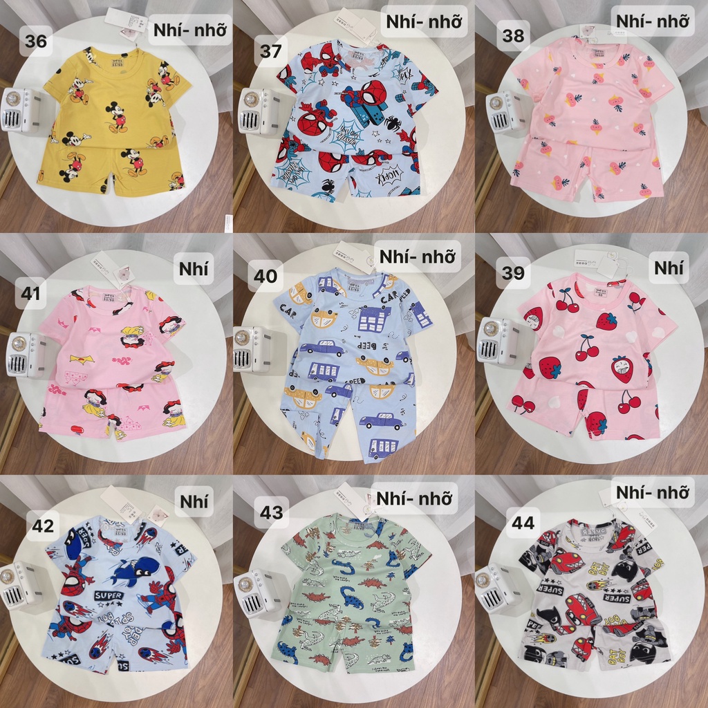 BỘ XUẤT HÀN COTTON QUẢNG CHÂU THUN LẠNH CHO BÉ BẢNG MÀU 1
