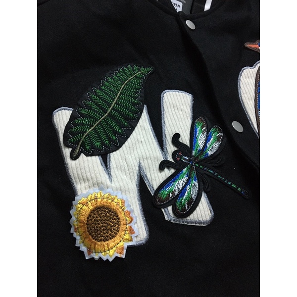 Áo Varsity jacket Animal Tee-ayy hình thêu tay nhung