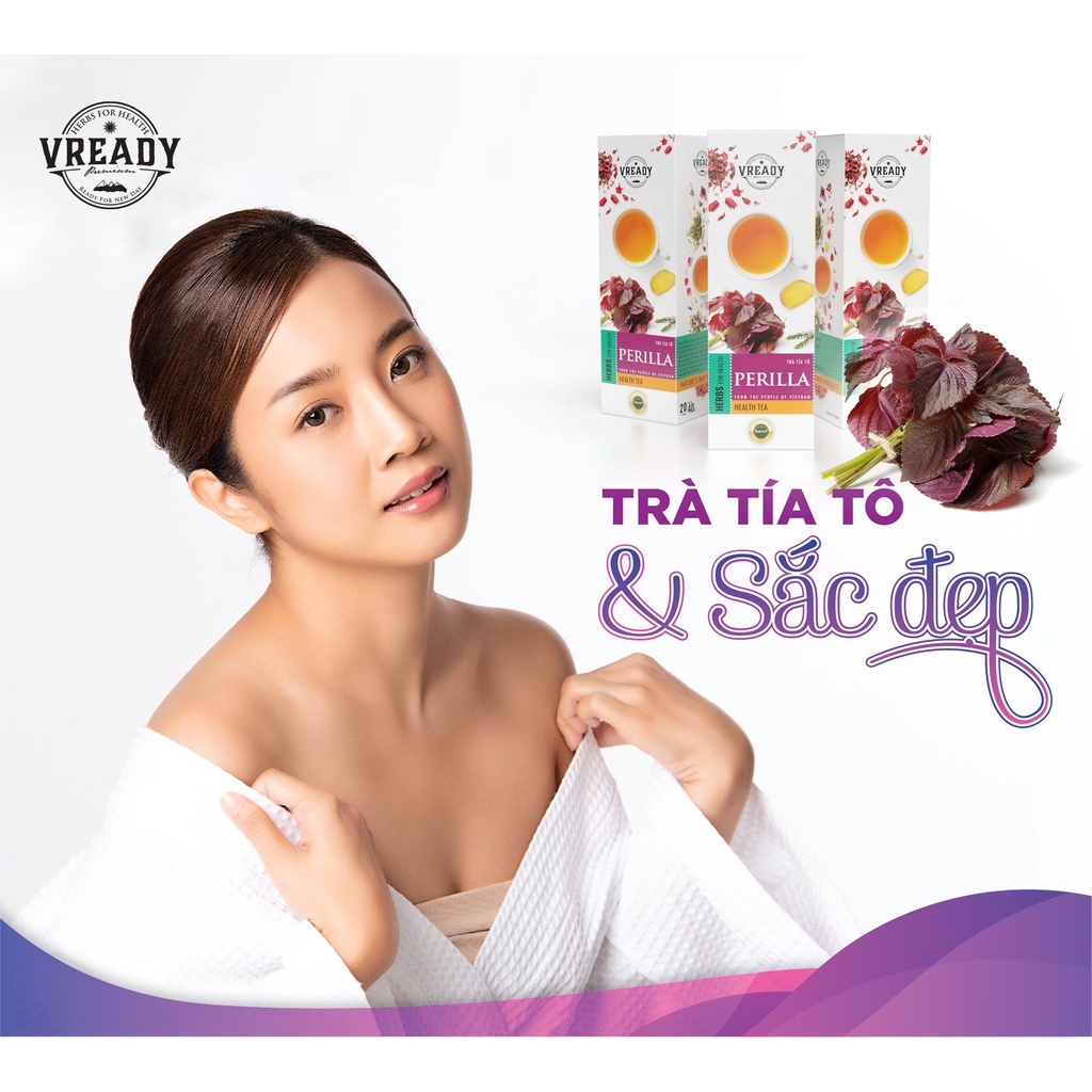 Trà Túi Lọc Tía Tô Vready - Detox, Thanh Nhiệt, Giải cảm, Tăng đề kháng hộp 20 túi