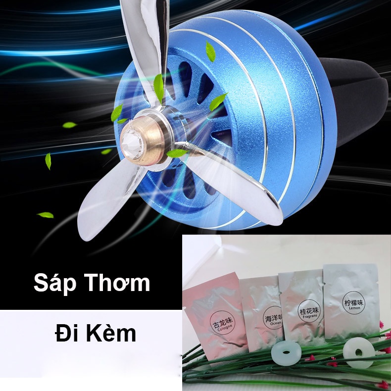 Quạt Sáp Thơm Ô Tô - Kẹp Cửa Gió Điều Hoà Có Đèn Led, Khử Mùi Hôi Xe Ô Tô - Tặng Kèm Sáp Thơm CARZONE.TOP