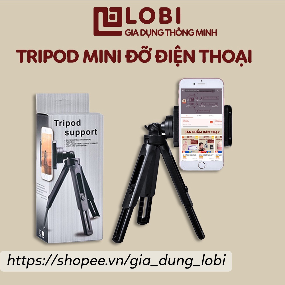 Chân đỡ điện thoại tripod mini để kẹp điện thoại máy ảnh 3 chân livestream quay phim video chụp ảnh