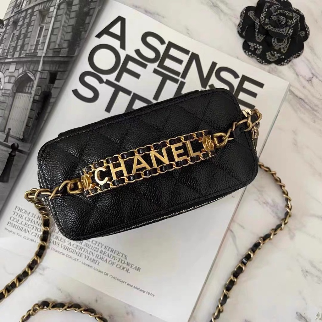 Túi Đeo Chéo Cel Vanity Quai Chữ Kim Loại Ô Trám Quả Cầu 2022 Có Hộp Hàng Sẵn Hình Thật Shop Chụp