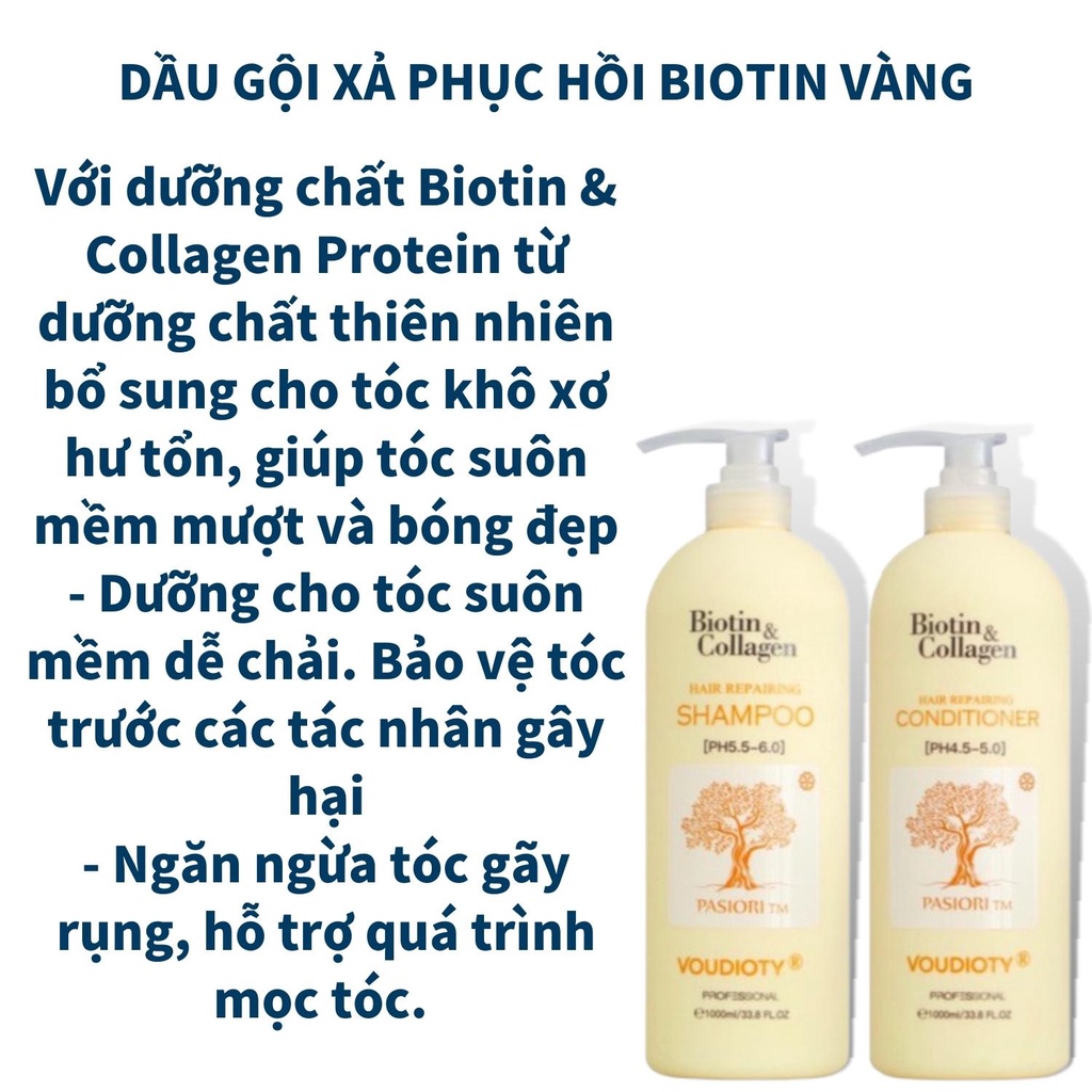 Cặp Dầu gội xả biotin [Siêu mềm mượt 100%-Hàng Auth] Dầu gội xả biotin collagen new siêu mềm mượt cho tóc khô