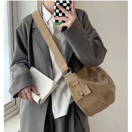 Túi Đeo Chéo Canvas Mẫu Mới Phong Cách Unisex Cá Tính Năng Động Giới Trẻ Đi Học Đi Chơi - Hazis Store