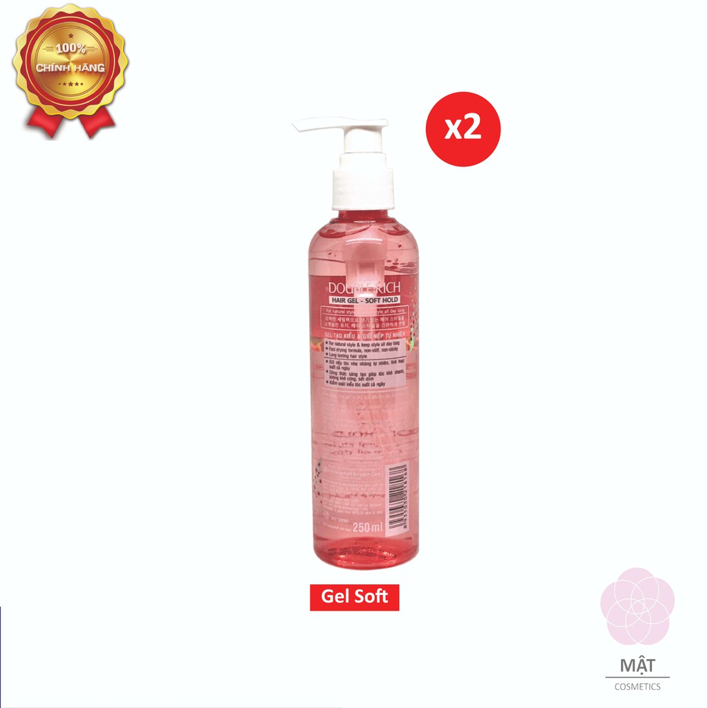 Combo 2 chai Gel vuốt tóc Double Rich tạo kiểu và giữ nếp tóc tự nhiên 250ml