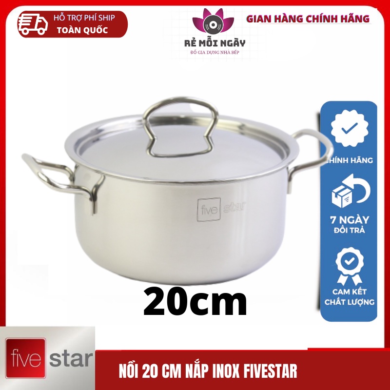 Nổi inox 3 đáy SANDWICH inox 430 fivestar 20 cm dùng cho bếp từ ( tốt cho sức khoẻ)