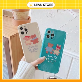 Ốp lưng iphone Teddy bóng viền vuông chống va đập 7/7plus/8/8plus/x/xr/xs/11/12/mini/pro/max/plus/promax – Liian