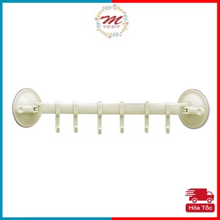 Thanh Treo Đồ Hút Chân Không Có 6 Móc, Chất Liệu Nhựa PP, Chắc Chắn Không Cần Khoan Tường - MTDDT
