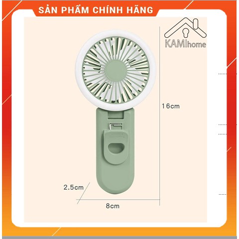 Quạt cầm tay mini ❤️Kẹp điện thoại và đèn Led❤️ 5 cánh Pin sạc tích điện cổng USB chính hãng YaSe❤️bảo hành 3 tháng