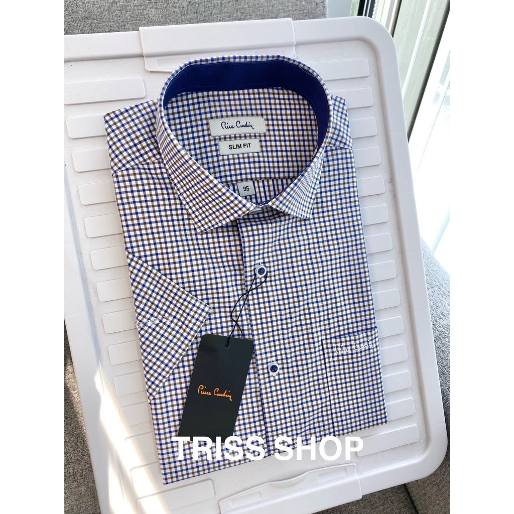 Áo sơ mi nam ngắn tay Pierre Cardin 10 vải Cotton chống nhăn Form Slimfit