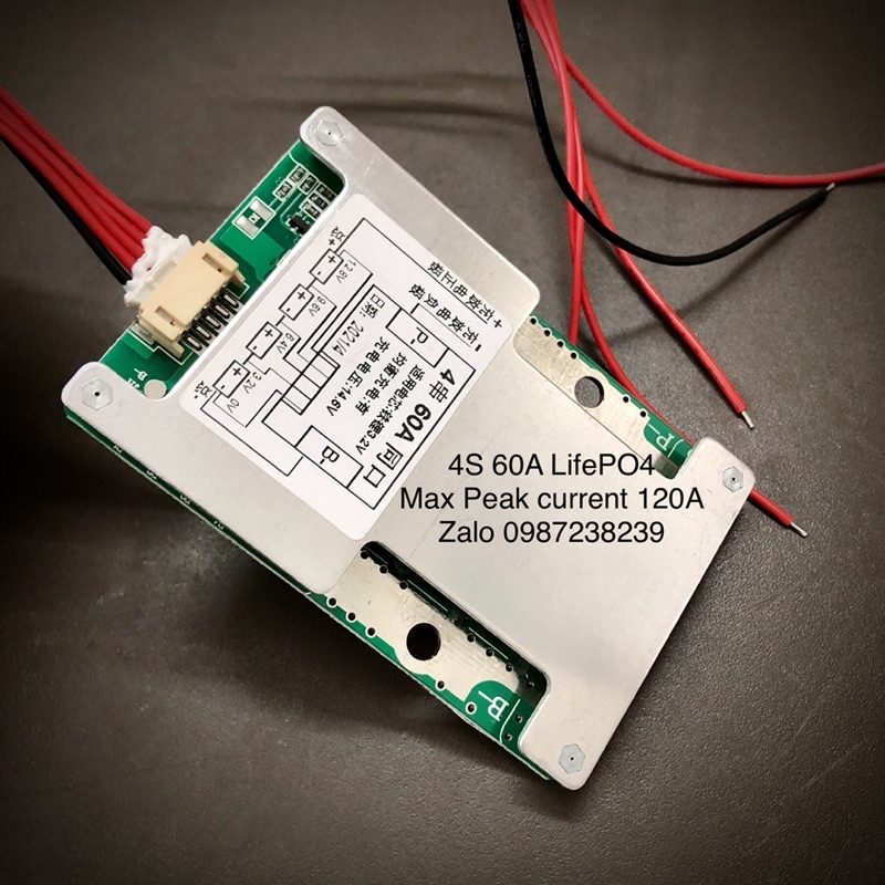 BMS 4S 60A LifePO4 xả tức thời 120A dùng cho acquy Lithium xe gắn máy