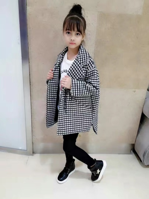 Áo Khoác Dạ Bé Gái 4-14 tuổi Thời Trang Thu Đông Quảng Châu
