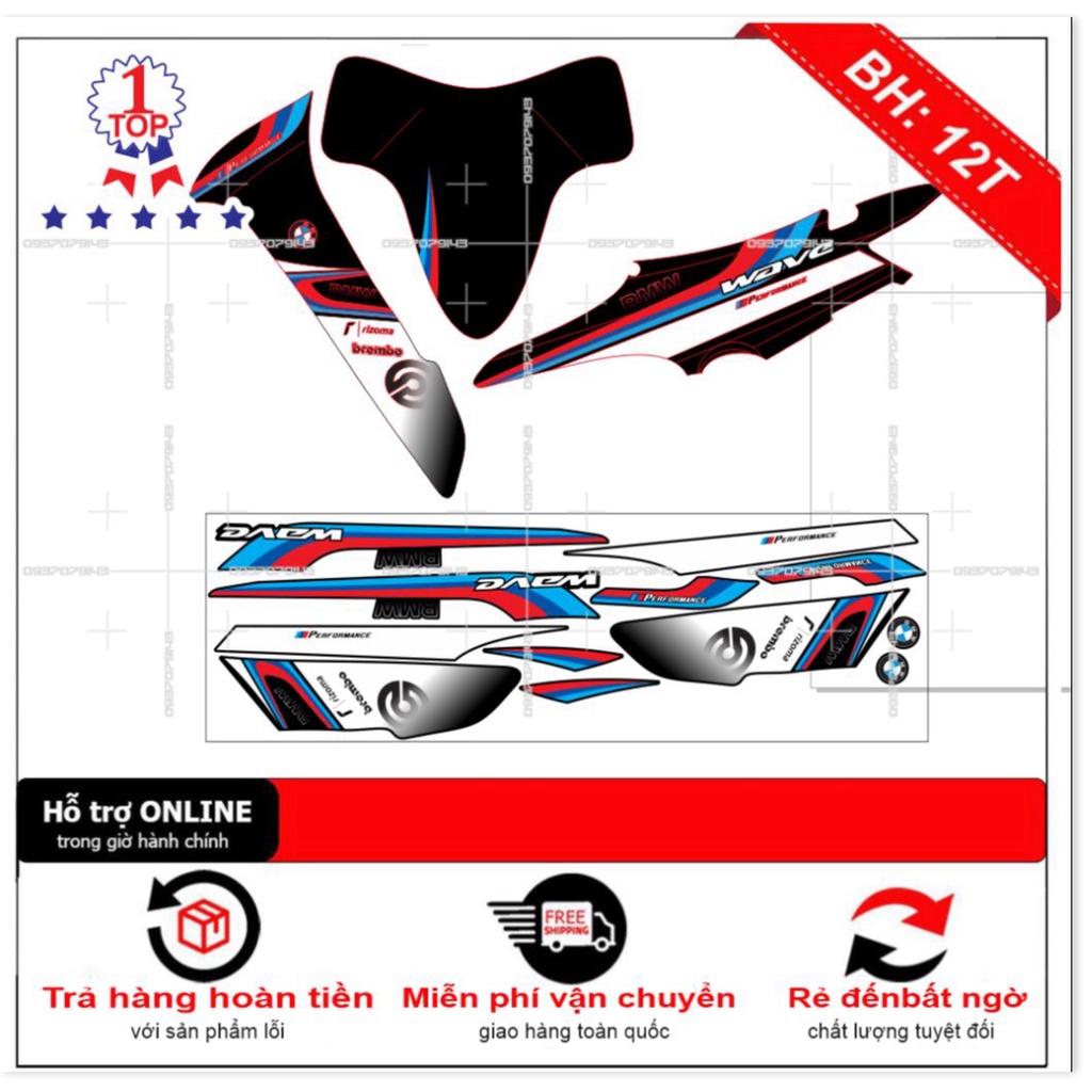 ( Quí khách vui lòng mang ra tiệm cho thợ dán ) Tem wave 2016 đen