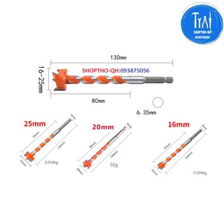 MŨI KHOÉT LỖ GỖ 16MM,18MM,20MM,22MM,25MM ĐUÔI LỤC GIÁC CAO CẤP.