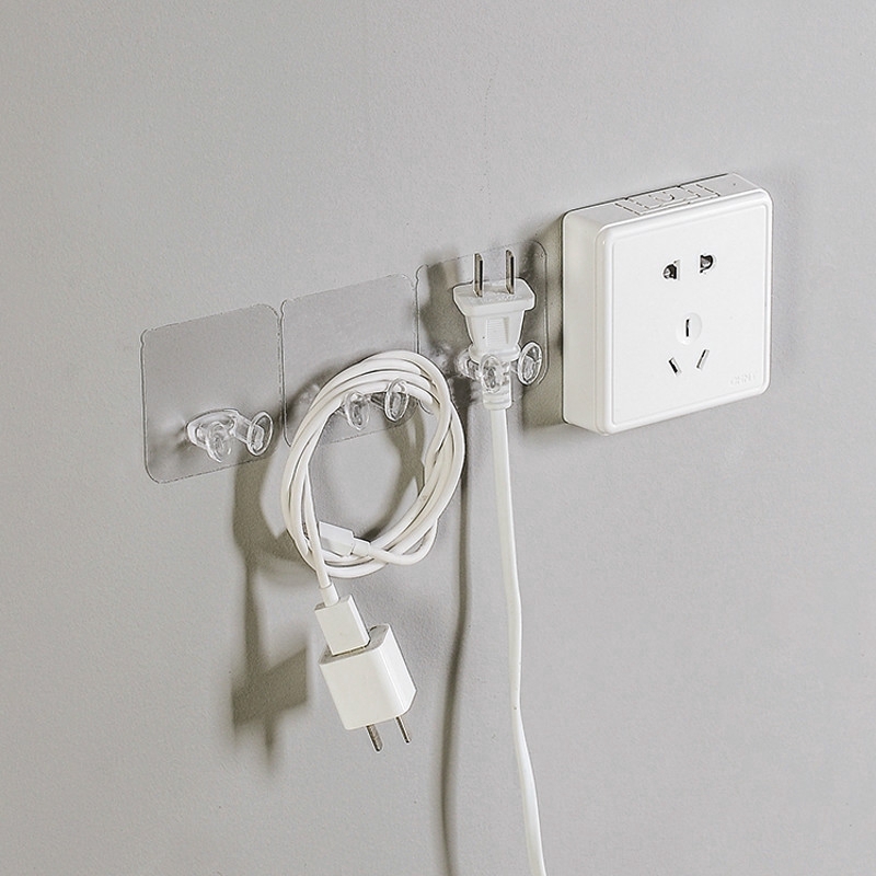Móc treo tường trong suốt chuyên dụng kẹp phích cắm dành cho nhà bếp nhà tắm văn phòng chất lượng cao