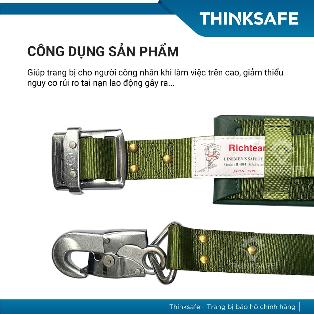 Dây đai an toàn quàng trụ điện lực Richteam bảo hộ khi làm việc trên cao (có đinh tán) - THINKSAFE