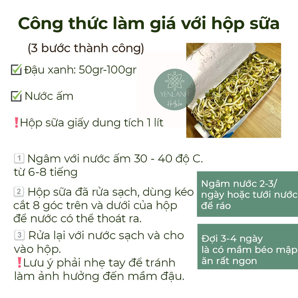 [Mã 159FMCGSALE giảm 8% đơn 500K] Hạt đậu xanh/ đỗ xanh nguyên vỏ Organic làm giá đỗ và sữa hạt Yenlanhnatural