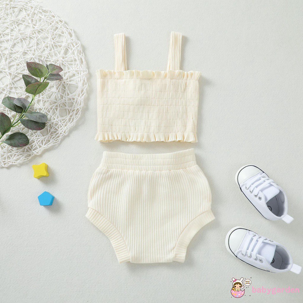 Bộ Áo không tay đính nơ phía trước + Quần short thời trang hè cho bé gái