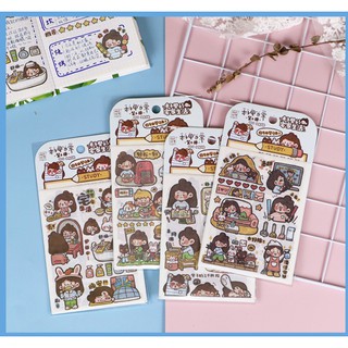 Bộ 4 tấm sticker hình dán muzi's daily | bsb090