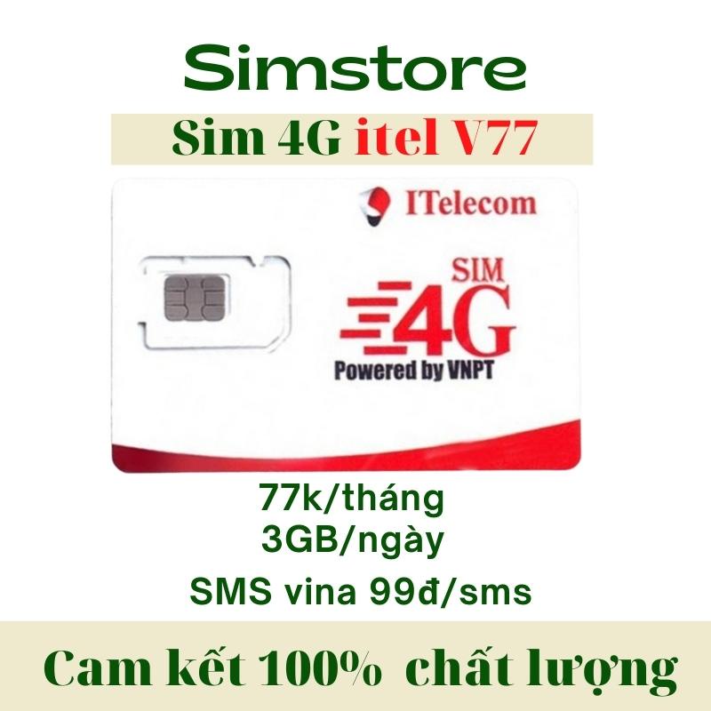Sim itelecom may77, 3GB mỗi ngày, sim indochina v77 miễn phí gọi