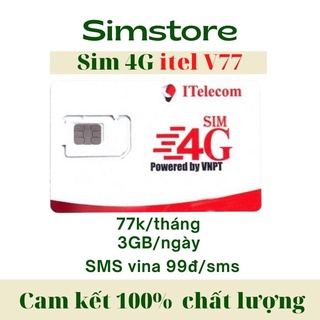 Sim itelecom may77, 3GB mỗi ngày, sim indochina v77 miễn phí gọi