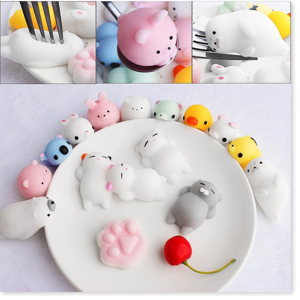 Mochi, Squishy thú dẻo dễ thương, combo 10 con không trùng, hàng nhập y hình 100% hay shopee. vn|mochi04