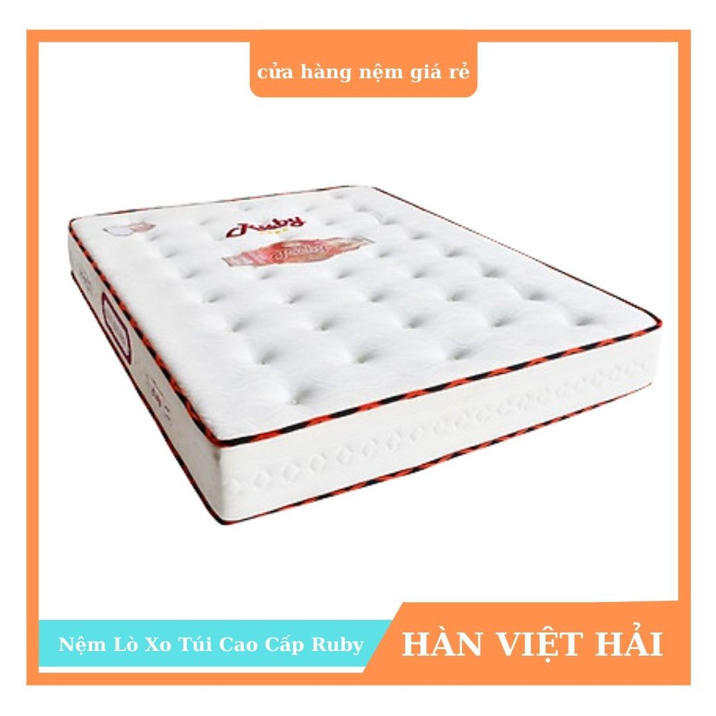 Nệm Lò Xo Túi Ruby 2 Viền Vải Xốp Gấm Hàn Việt Hải Gía Rẻ, Cao 26cm, Bảo hành: 15 năm