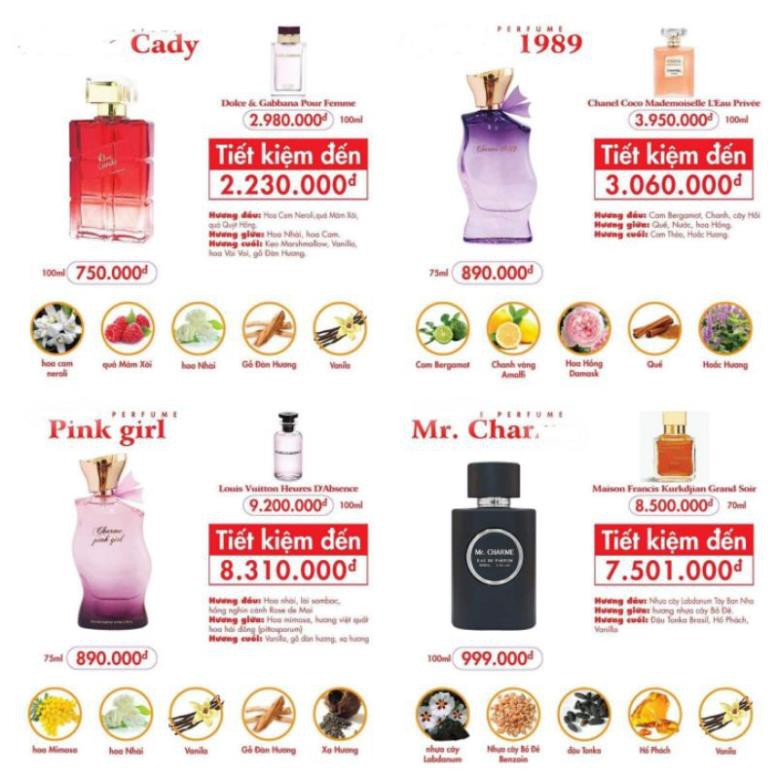 Nước hoa Candy 100ml - Pink girl 75ml - 1989 75ml - Mr.Cham 100ml - Very Sexy 100ml - In love 100ml - Midnight - Beauty