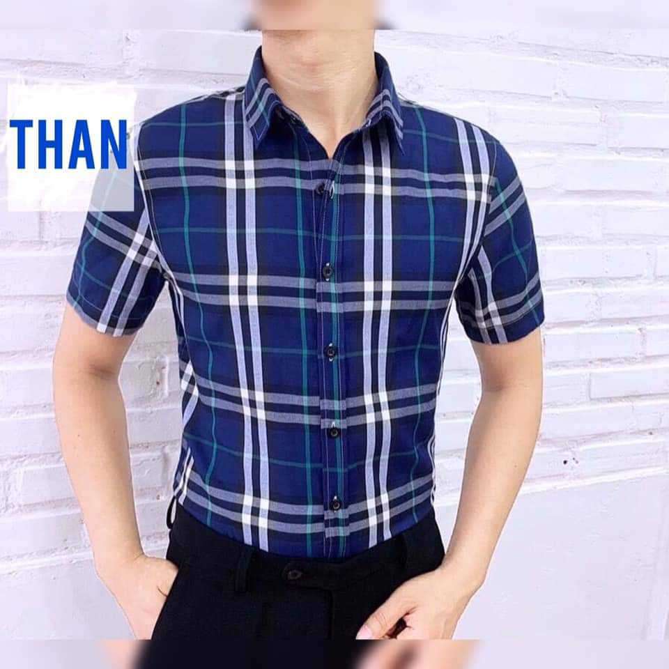Áo sơ mi nam kẻ  BBR cao cấp CỘC TAY vải xuất : , không nhăn, không xù , thoáng mát, thấm hút mồ hôi | BigBuy360 - bigbuy360.vn