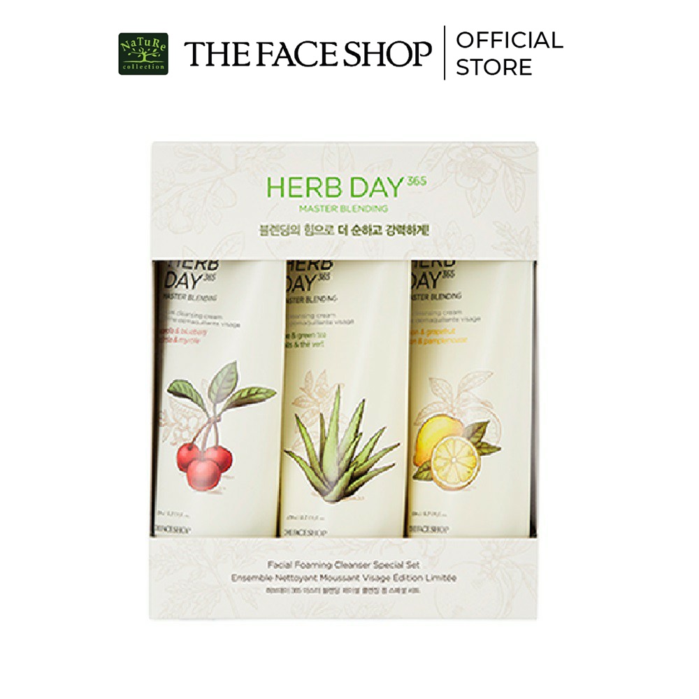 (HSD-01/11/22)Bộ Sữa Rửa Mặt Thefaceshop Herb Day 365 Master Cleanser Special Set (3pc)