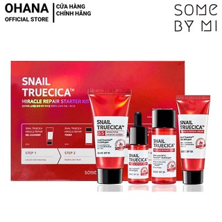 Bộ Kit 4 Sản Phẩm Dưỡng Da, Cải Thiện Vết Thâm, Phục Hồi Sẹo Rỗ, Lỗ Chân Lông Some By Mi Snail Truecica Miracle Kit
