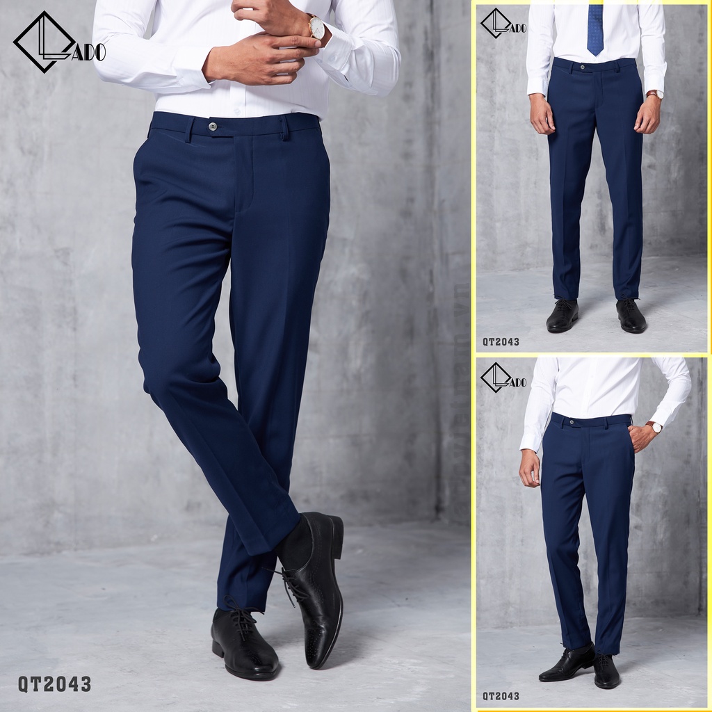 Quần Tây Nam co giãn nhẹ LADO chất mỏng nhẹ Màu Xanh Navy 2043