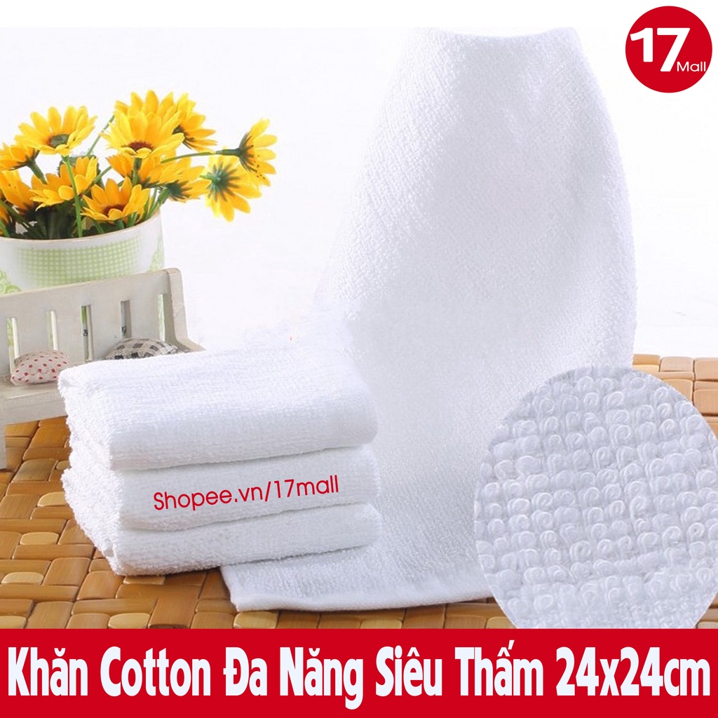 Khăn lau đa năng 24x24cm tiết kiệm, khăn cotton vuông lau bếp, xe ô tô, lau quán ăn, bệnh viện, spa, nail, trường học