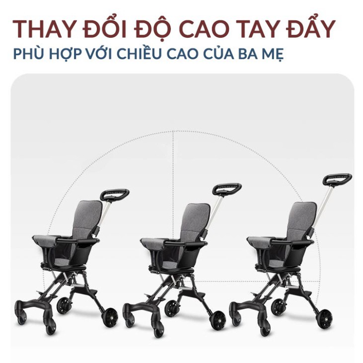 Xe đẩy du lịch thông minh 2 chiều - xe đẩy gấp gọn du lịch siêu nhẹ cao cấp cho bé