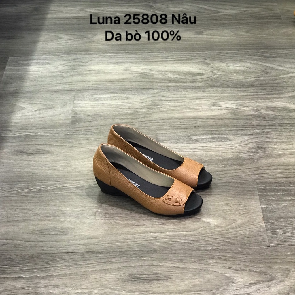 Giày đế xuồng nữ da bò mềm 100% bảo hành 2 năm 1 đổi 1 LUNASHOES 25808 đi êm chân, dễ phối đồ, thời trang