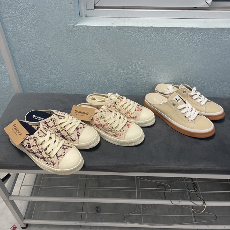 Giày sục nữ BearPaw Hàn Quốc  Giày bệt nữ vải sợi thoáng khí đế 5cm cao su xuất dư 0922