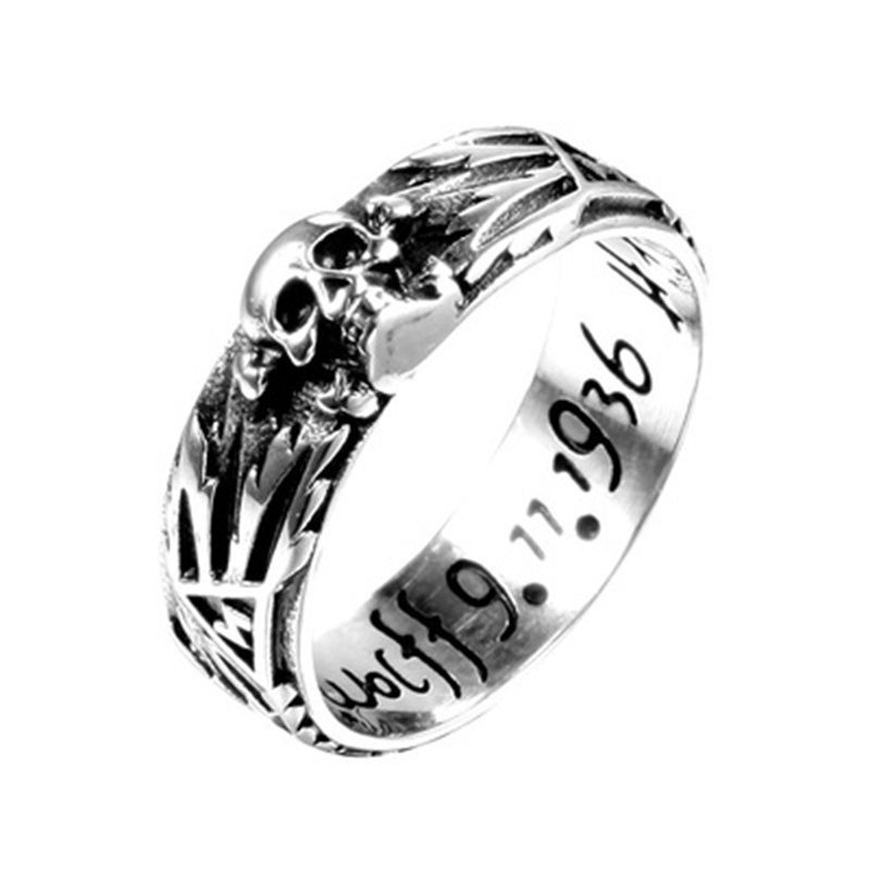 Nhẫn Inox Mạ Bạc Hình Đầu Lâu Cá Tính Cho Nam