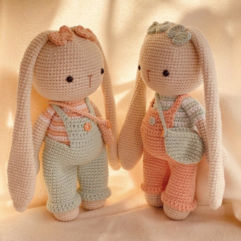 Thỏ Nhồi Bông Bằng Len Cao Cấp Cho Bé - Thú Bông Len Handmade Đan Móc Thủ Công Bằng Tay