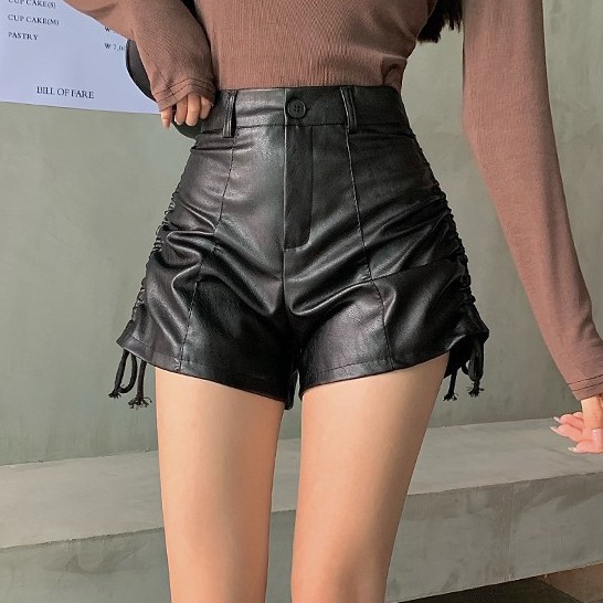 Quần Short Da Lưng Cao Phối Dây Rút Thời Trang Cá Tính | BigBuy360 - bigbuy360.vn