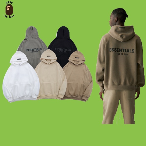 [Best Quality] Áo Hoodie Essentials Silicon Logo SS2021, Hoodie FOG chất liệu Cotton, 4 màu Đen, Xám, Tan, Kem BapeVN.