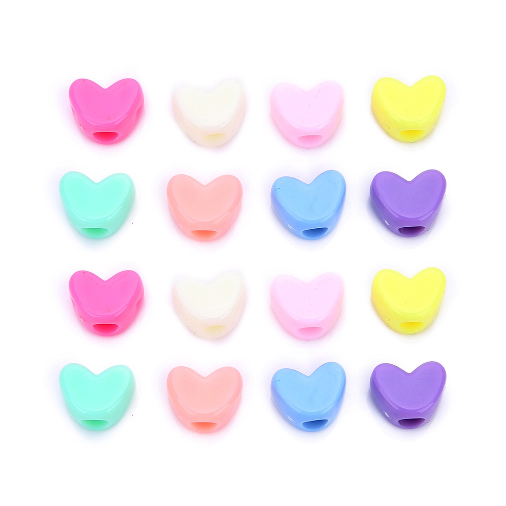 100pcs Acrylic Big Hole Beads Heart Shape For Diy Accessories