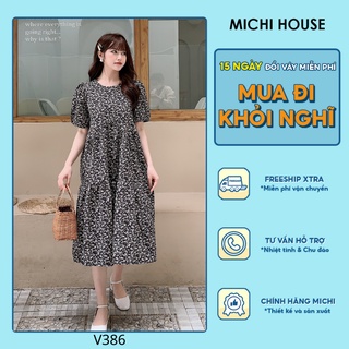 Đầm Babydoll Michi House Váy Babydoll Hoa Nhí Đi Biển Vintage Trẻ Trung Dáng Dài Suông Rộng Freesize V384