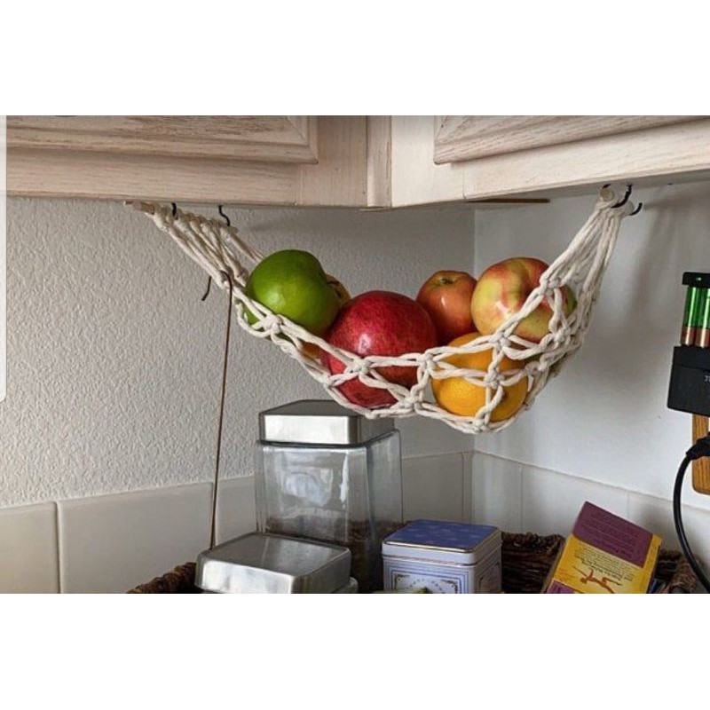 Võng đựng trái cây Macarme tặng kèm 4 khoen treo