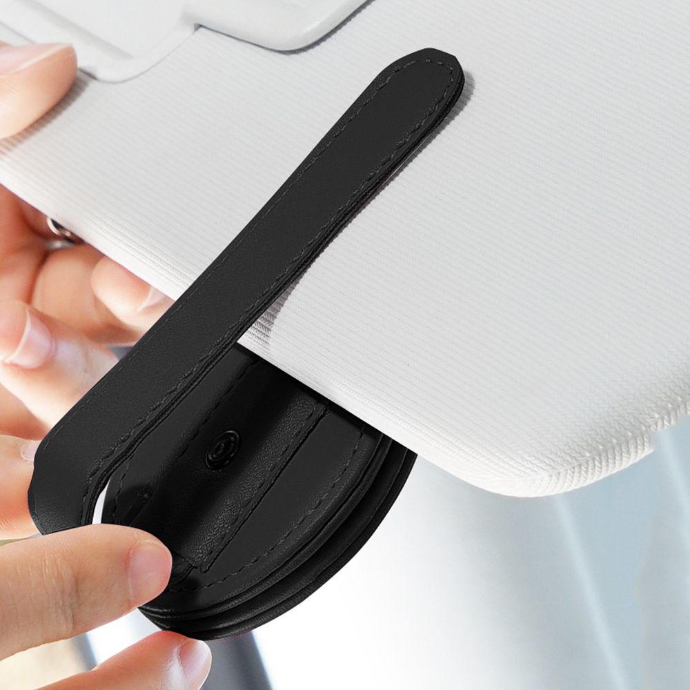 Giá Đỡ Mắt Kính Kẹp Thẻ Trên Xe Hơi Bằng Chất Liệu Da Nhỏ Gọn Tiện Lợi