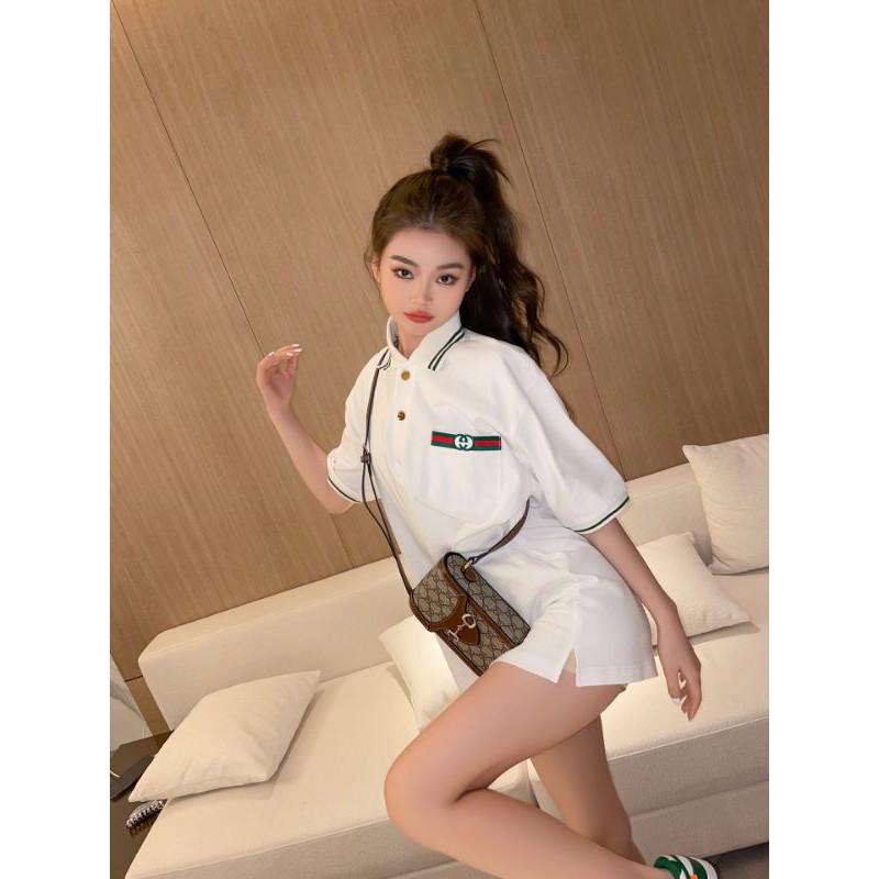 áo thun cotton polo nữ ngắn tay Gucci GC