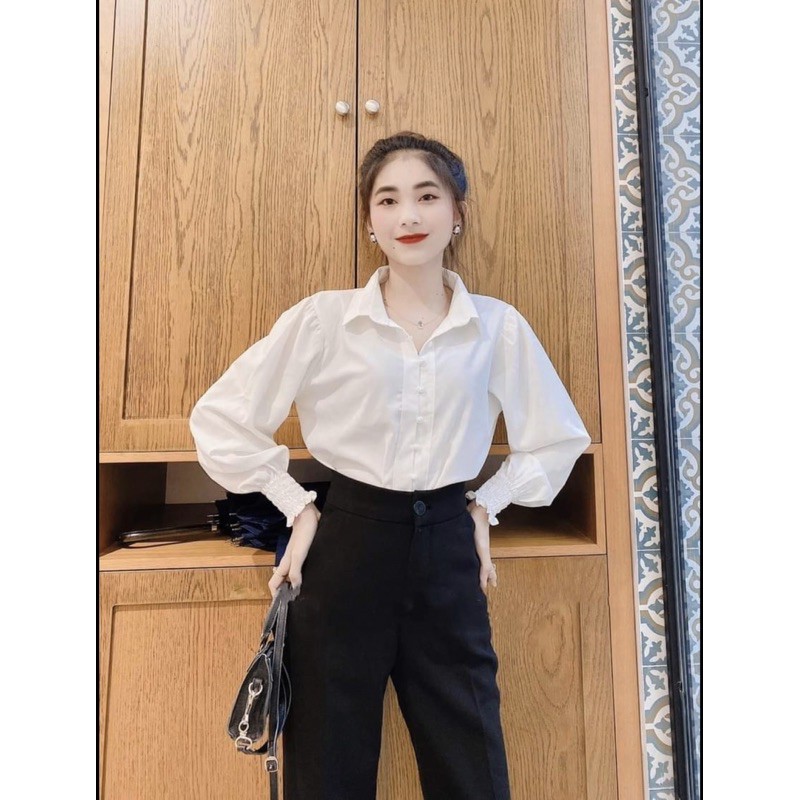 Áo Sơ Mi Tay Bo Chun Form Thụng Dáng Dấu Quần | BigBuy360 - bigbuy360.vn