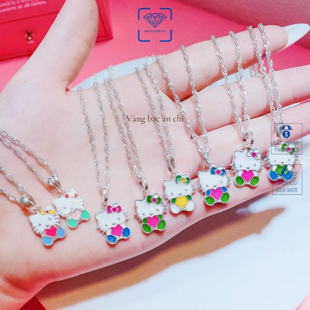 Dây chuyền mèo kitty cho bé gái , bạc ta bao sáng không xuống màu, Anchi jewelry